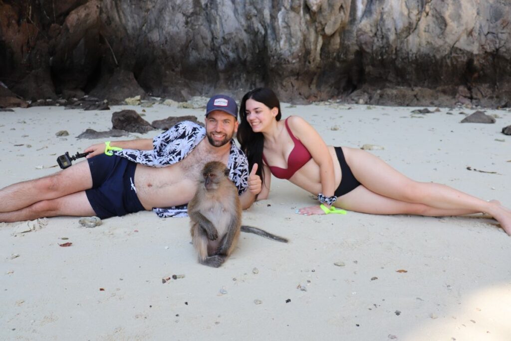 Monkey beach. the famous beach few minutes away from Phi Phi islands full of little monkeys.