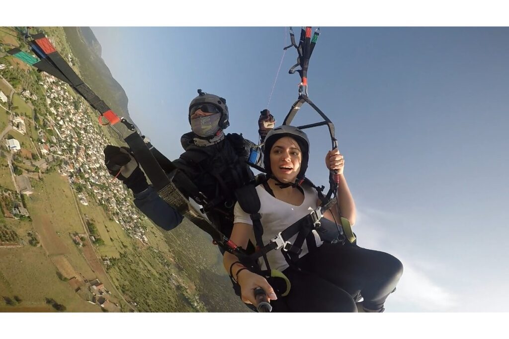 Paragliding flying jump