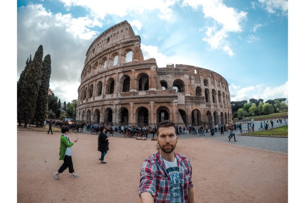 Colloseum selfie at Rome of Italy